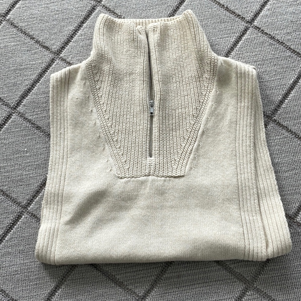 Cream half zip turtle neck sweater vest